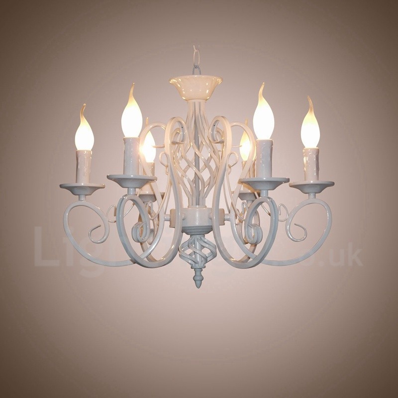 Lámpara colgante rústica retro vintage de 6 luces, color blanco y negro