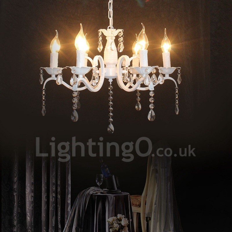 Lámpara colgante rústica retro vintage de cristal blanco con 6 luces