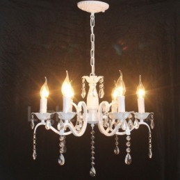Lámpara colgante rústica retro vintage de cristal blanco con 6 luces