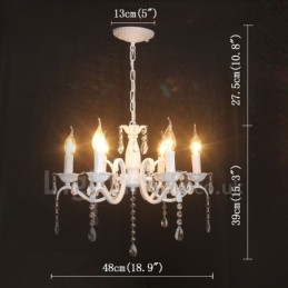 Lámpara colgante rústica retro vintage de cristal blanco con 6 luces