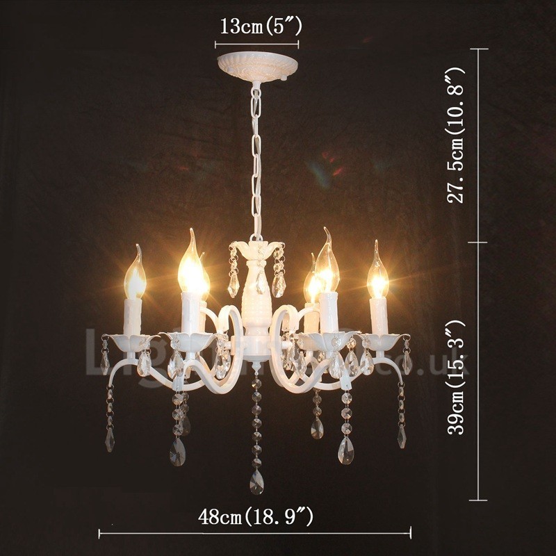 Lámpara colgante rústica retro vintage de cristal blanco con 6 luces