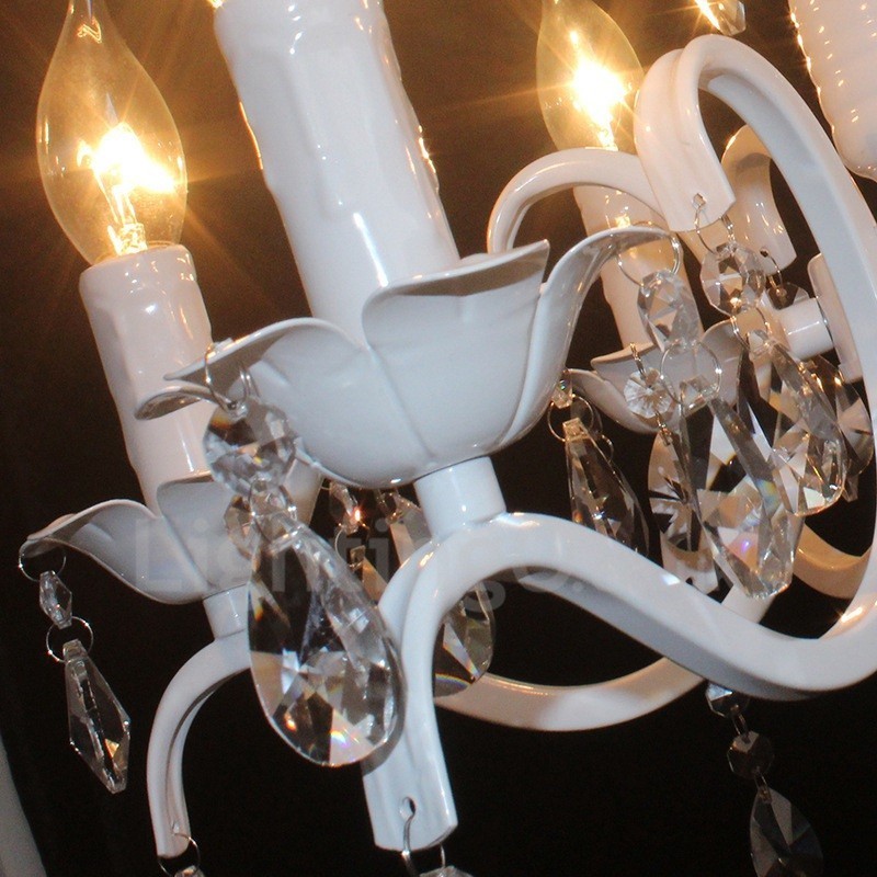 Lámpara colgante rústica retro vintage de cristal blanco con 6 luces