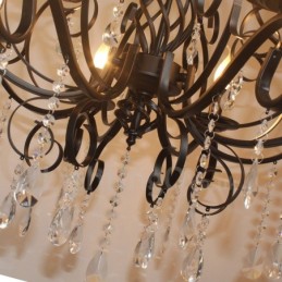 Lámpara colgante estilo vela de 8 luces de cristal, estilo rústico, retro, vintage, color negro