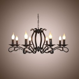 Lámpara colgante rústica retro vintage negra de 8 luces