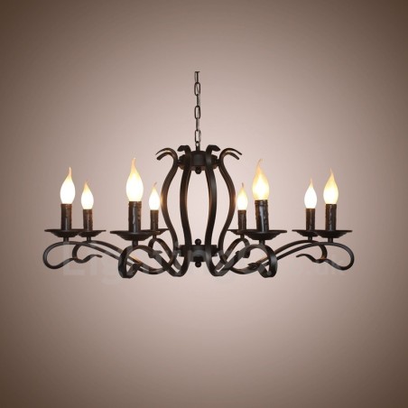 Lámpara colgante rústica retro vintage negra de 8 luces Lámpara colgante rústica retro vintage negra de 8 luces