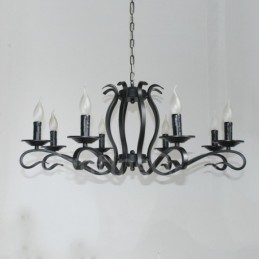 Lámpara colgante rústica retro vintage negra de 8 luces