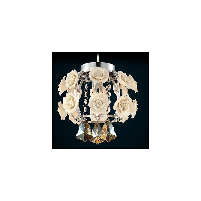 Lámpara de araña de cristal moderna contemporánea, farol de metal, 1 luz