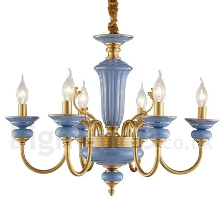 Lámpara colgante de vela de cerámica de latón retro vintage Lámpara colgante de vela de cerámica de latón retro vintage
