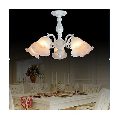 Lámpara empotrada de cinco luces, estilo retro europeo clásico, color blanco