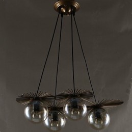 Lámpara de araña redonda de cristal artístico con forma de tallo de frijol
