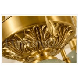 Lámpara colgante de latón puro, lujosa, rústica, retro, vintage, de cerámica y latón con pantallas de tela.