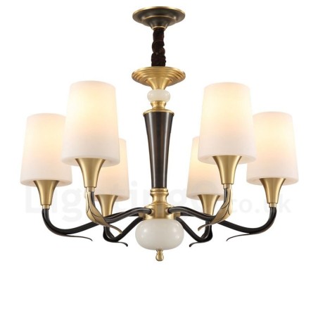 Lámpara colgante de latón puro, estilo rústico, retro, vintage, con pantallas de cristal.