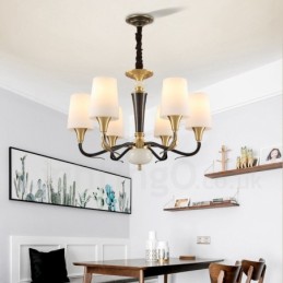 Lámpara colgante de latón puro, estilo rústico, retro, vintage, con pantallas de cristal.