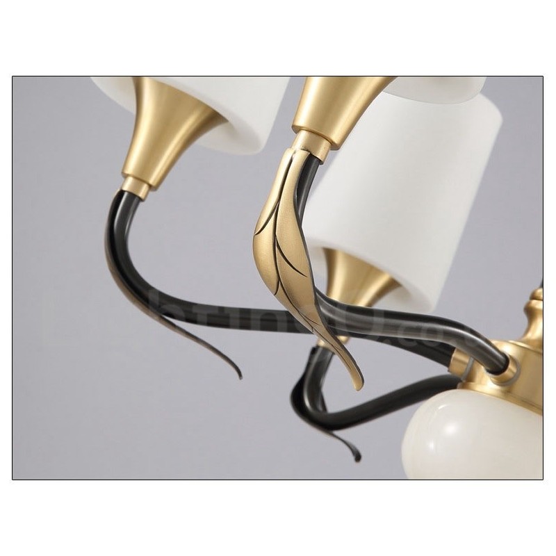 Lámpara colgante de latón puro, estilo rústico, retro, vintage, con pantallas de cristal.