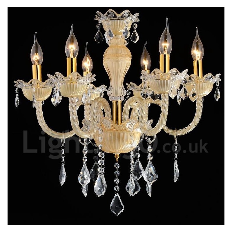 Lámpara colgante de cristal de lujo moderna y contemporánea con forma de vela