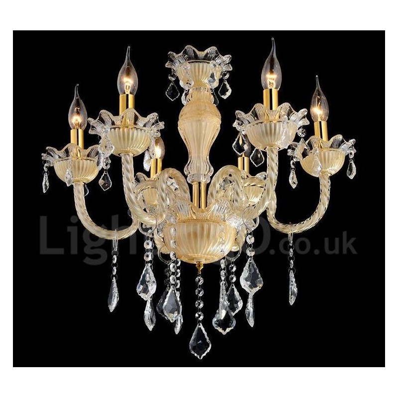 Lámpara colgante de cristal de lujo moderna y contemporánea con forma de vela
