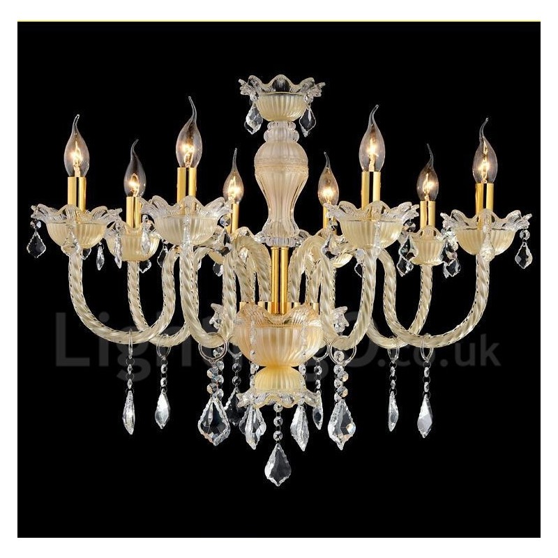 Lámpara colgante de cristal de lujo moderna y contemporánea con forma de vela