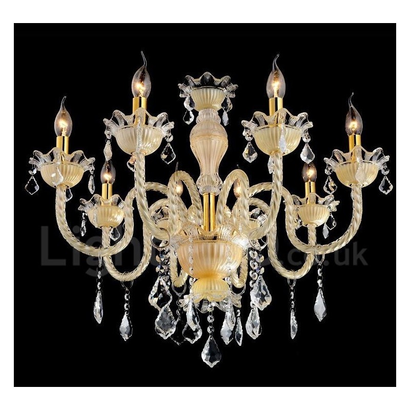 Lámpara colgante de cristal de lujo moderna y contemporánea con forma de vela