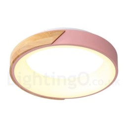 Lámpara de techo redonda de madera multicolor regulable con pantalla acrílica, estilo nórdico.