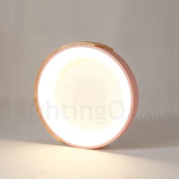 Lámpara de techo redonda de madera multicolor regulable con pantalla acrílica, estilo nórdico.