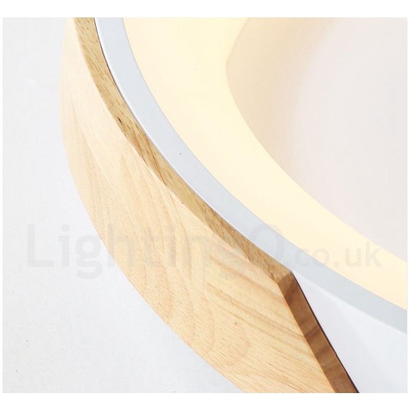 Lámpara de techo redonda de madera multicolor regulable con pantalla acrílica, estilo nórdico.