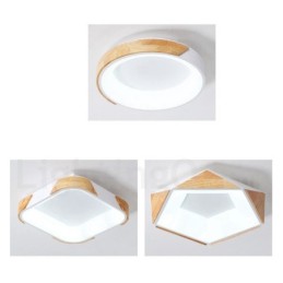 Lámpara de techo cuadrada de madera multicolor regulable con pantalla acrílica, estilo nórdico.