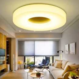 Lámpara de techo redonda de madera ultrafina regulable con pantalla acrílica, estilo nórdico