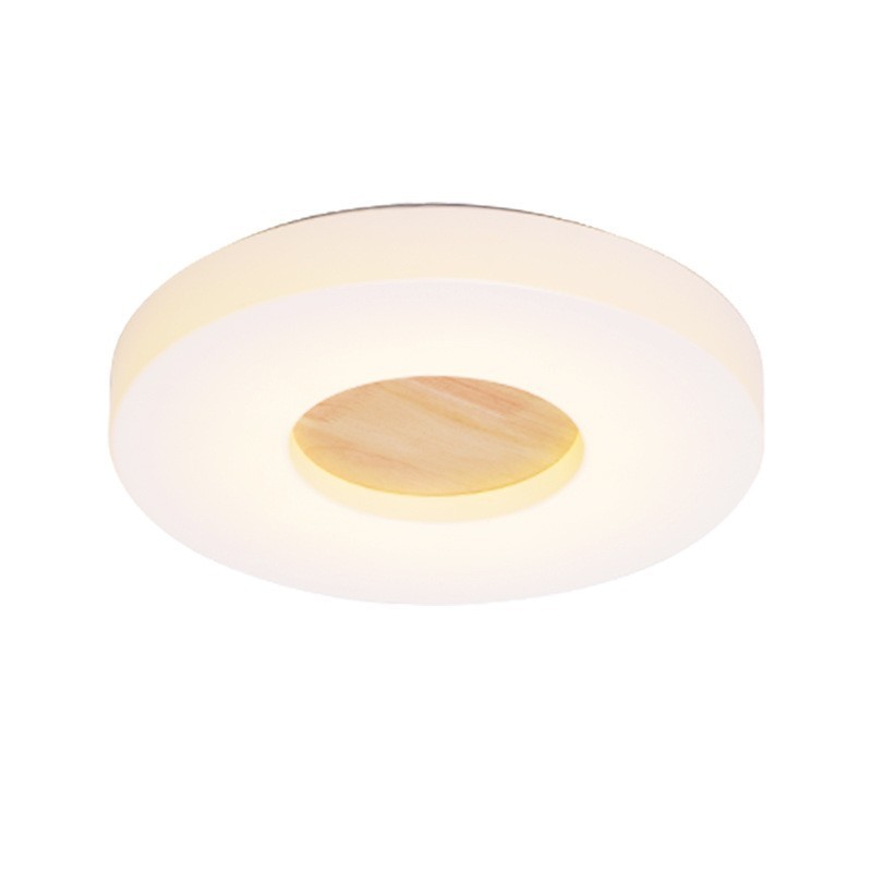 Lámpara de techo redonda de madera ultrafina regulable con pantalla acrílica, estilo nórdico