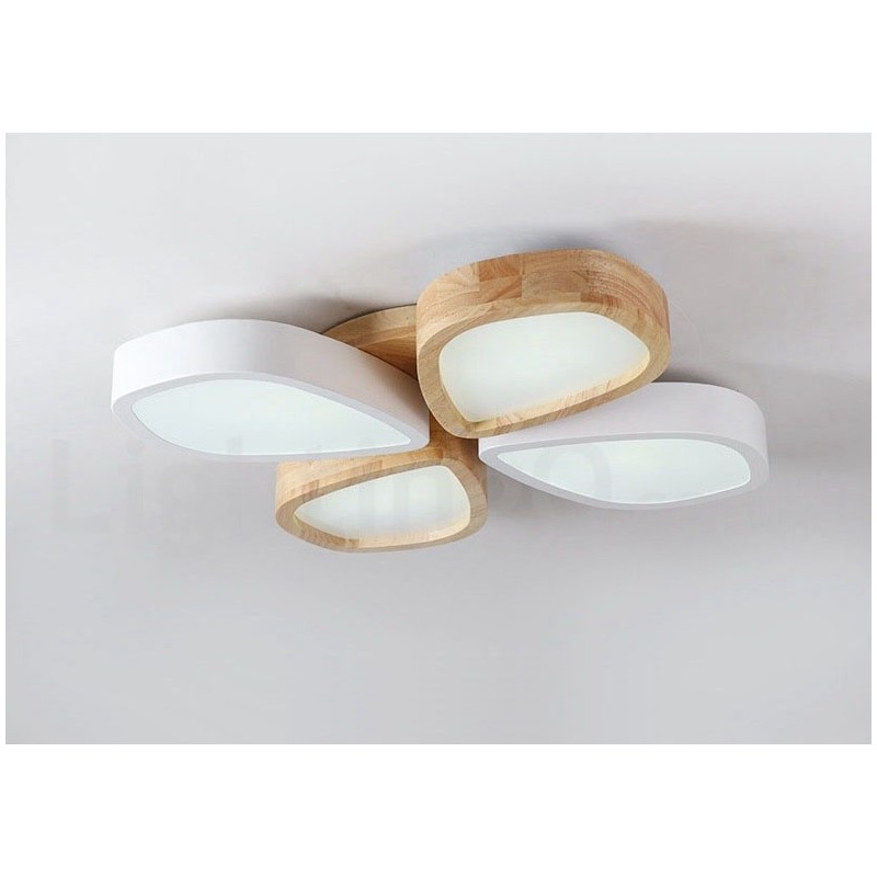 Lámpara de techo de madera de pétalos ultrafina regulable con pantalla acrílica, estilo nórdico