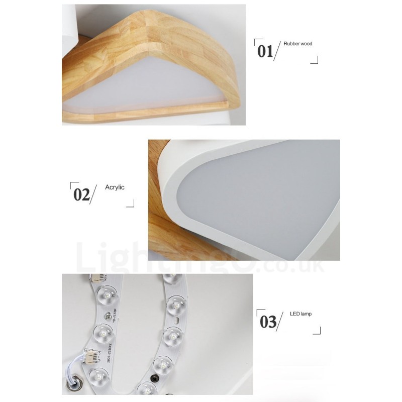 Lámpara de techo de madera de pétalos ultrafina regulable con pantalla acrílica, estilo nórdico