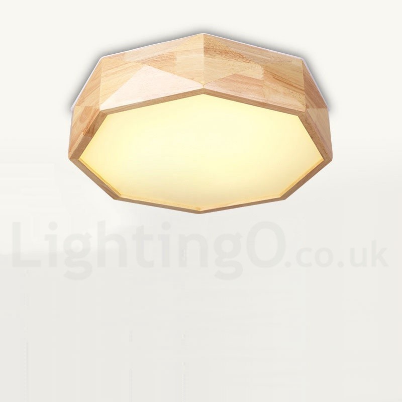Lámpara de techo de madera regulable con pantalla acrílica, estilo nórdico