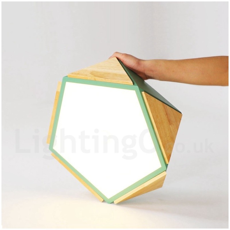Lámpara de techo de madera Macaron multicolor regulable con pantalla acrílica, estilo nórdico