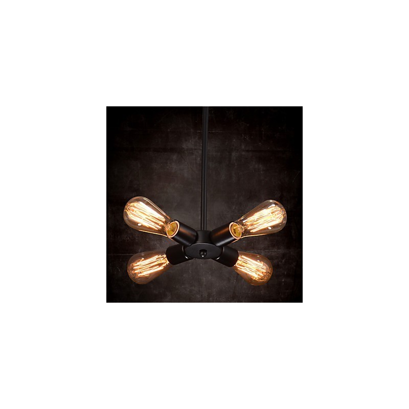 Lámpara colgante de 4 luces estilo rústico de hierro forjado