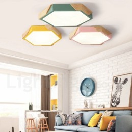 Lámpara de techo de madera ultrafina y multicolor con pantalla acrílica, regulable, estilo nórdico, modelo Macaron