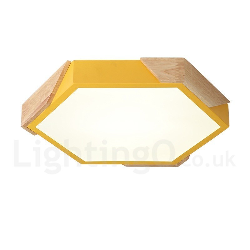 Lámpara de techo de madera ultrafina y multicolor con pantalla acrílica, regulable, estilo nórdico, modelo Macaron