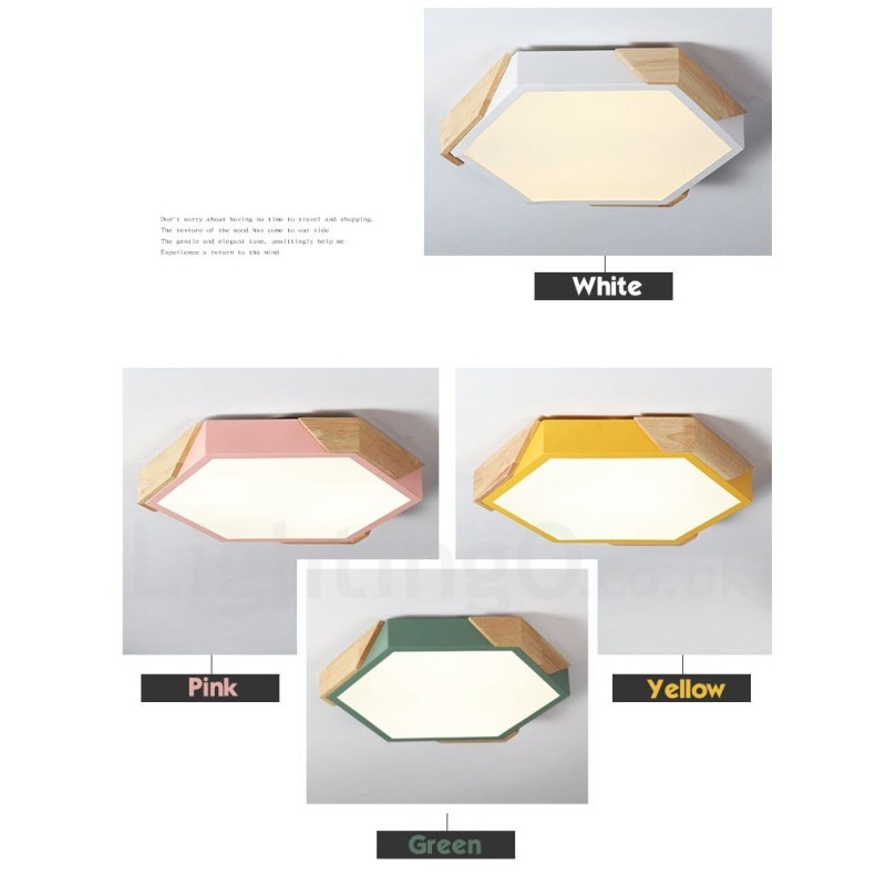 Lámpara de techo de madera ultrafina y multicolor con pantalla acrílica, regulable, estilo nórdico, modelo Macaron