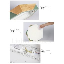 Lámpara de techo de madera ultrafina y multicolor con pantalla acrílica, regulable, estilo nórdico, modelo Macaron