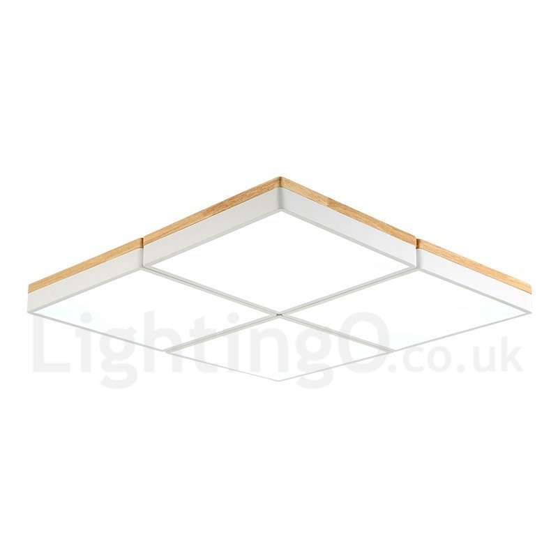 Lámpara de techo de madera ultrafina multicolor con pantalla acrílica, estilo nórdico, cuadrada, regulable, Macaron