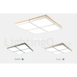 Lámpara de techo de madera ultrafina multicolor con pantalla acrílica, estilo nórdico, cuadrada, regulable, Macaron