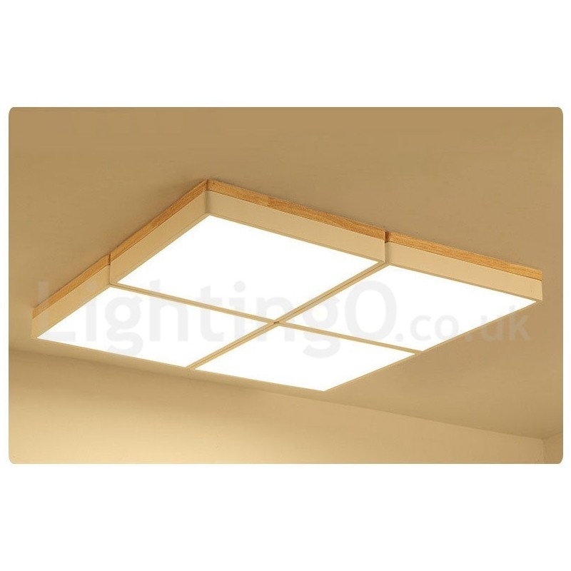 Lámpara de techo de madera ultrafina multicolor con pantalla acrílica, estilo nórdico, cuadrada, regulable, Macaron