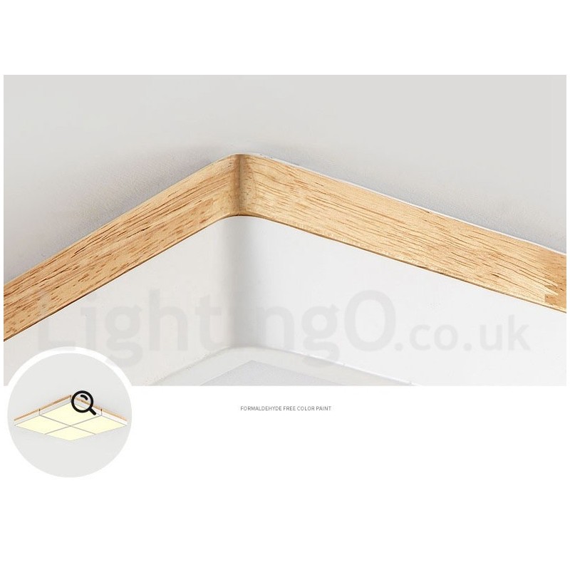 Lámpara de techo de madera ultrafina multicolor con pantalla acrílica, estilo nórdico, cuadrada, regulable, Macaron