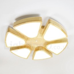 Lámpara de techo de pétalos de madera con pantalla acrílica, estilo nórdico