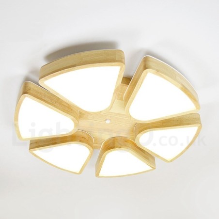 Lámpara de techo de pétalos de madera con pantalla acrílica, estilo nórdico Lámpara de techo de pétalos de madera con pantalla acrílica, estilo nórdico