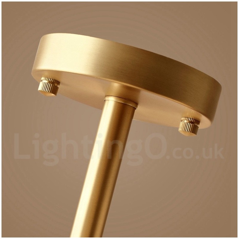 Lámpara de techo empotrada de 4 luces de latón puro, moderna, contemporánea, sencilla, rústica, retro, vintage, con pantallas de vidrio