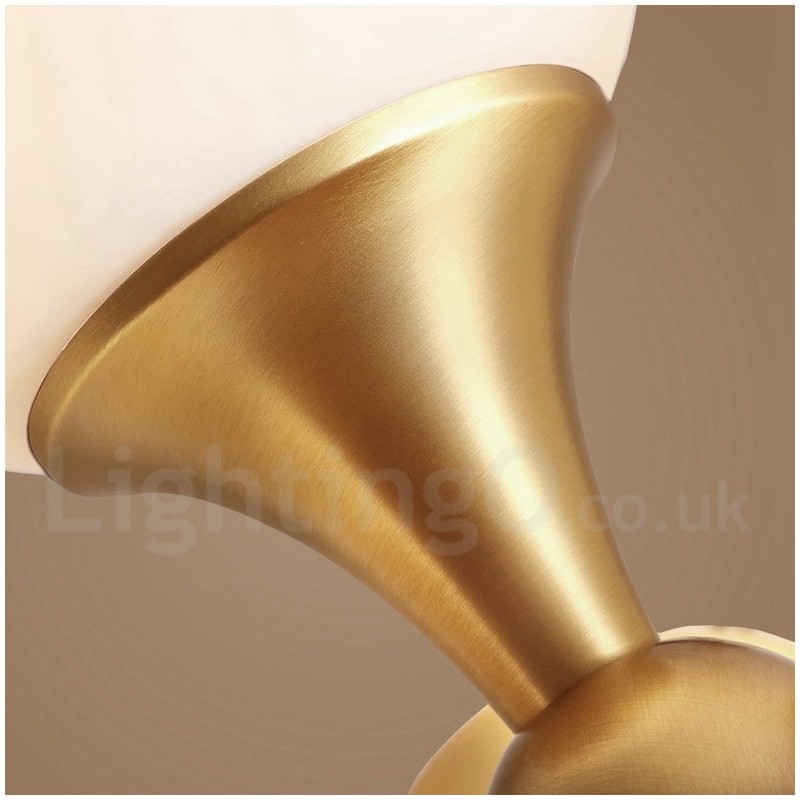 Lámpara de techo empotrada de 4 luces de latón puro, moderna, contemporánea, sencilla, rústica, retro, vintage, con pantallas de vidrio