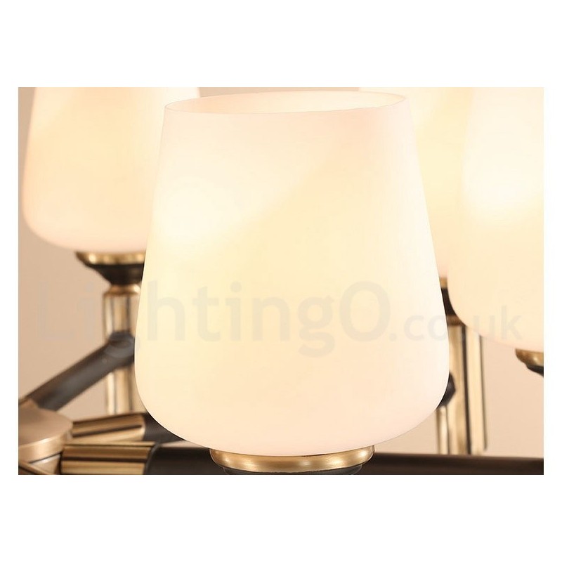 Lámpara colgante grande de latón puro, estilo rústico, retro, vintage, con pantallas de cristal