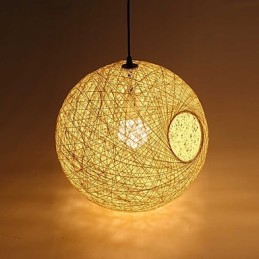 Lámpara de ratán estilo pastoral, estilo rural, moderna y sencilla, con bola de cáñamo.