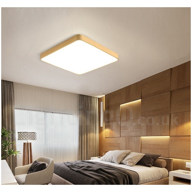 Lámpara de techo empotrada de latón, ultrafina, cuadrada, regulable, moderna, contemporánea, de estilo nórdico con pantalla acrílica. También se puede usar como aplique de pared.