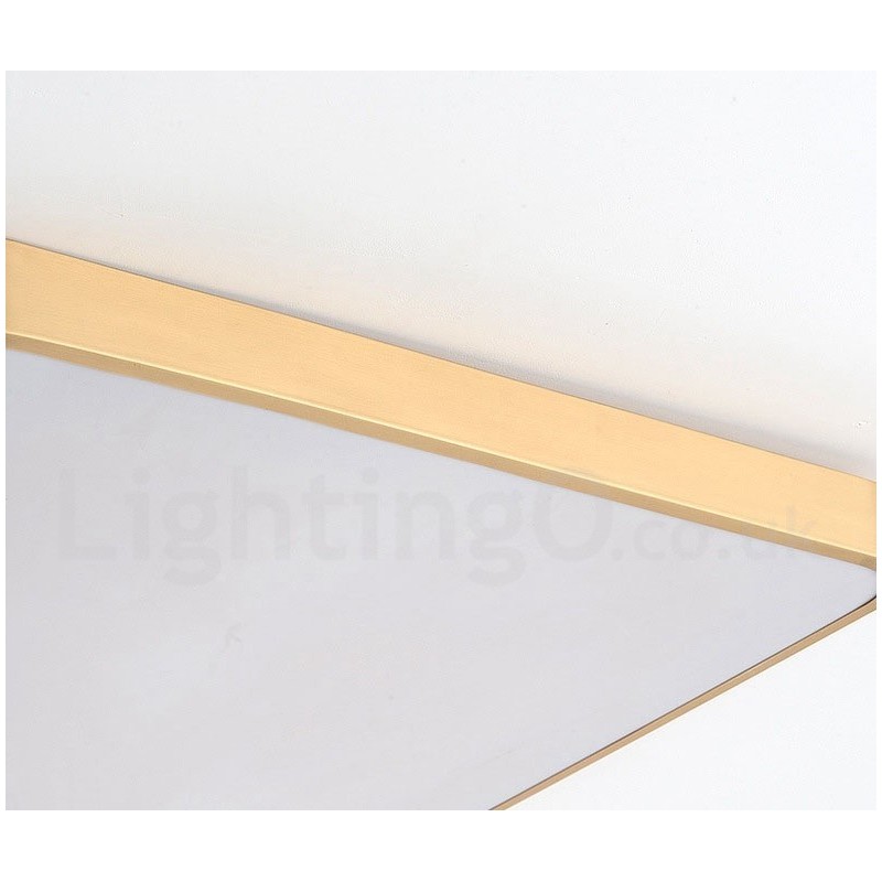 Lámpara de techo empotrada de latón, ultrafina, cuadrada, regulable, moderna, contemporánea, de estilo nórdico con pantalla acrílica. También se puede usar como aplique de pared.