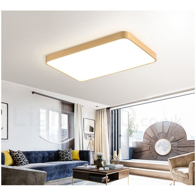 Lámpara de techo empotrada de latón, ultrafina, rectangular, regulable, moderna, contemporánea, de estilo nórdico, con pantalla acrílica. También se puede usar como aplique de pared.